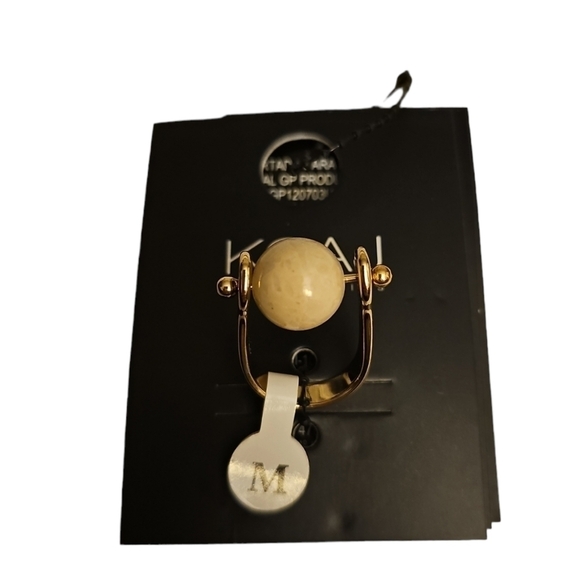 NWT Koaj Tan Marble Ball Gold Ring - Picture 2 of 3